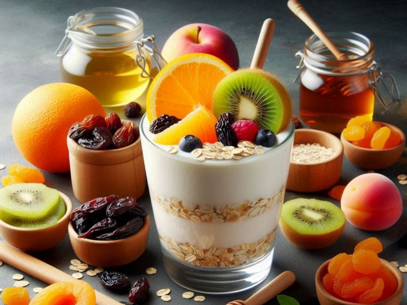 Copa de frutas con crema de avena