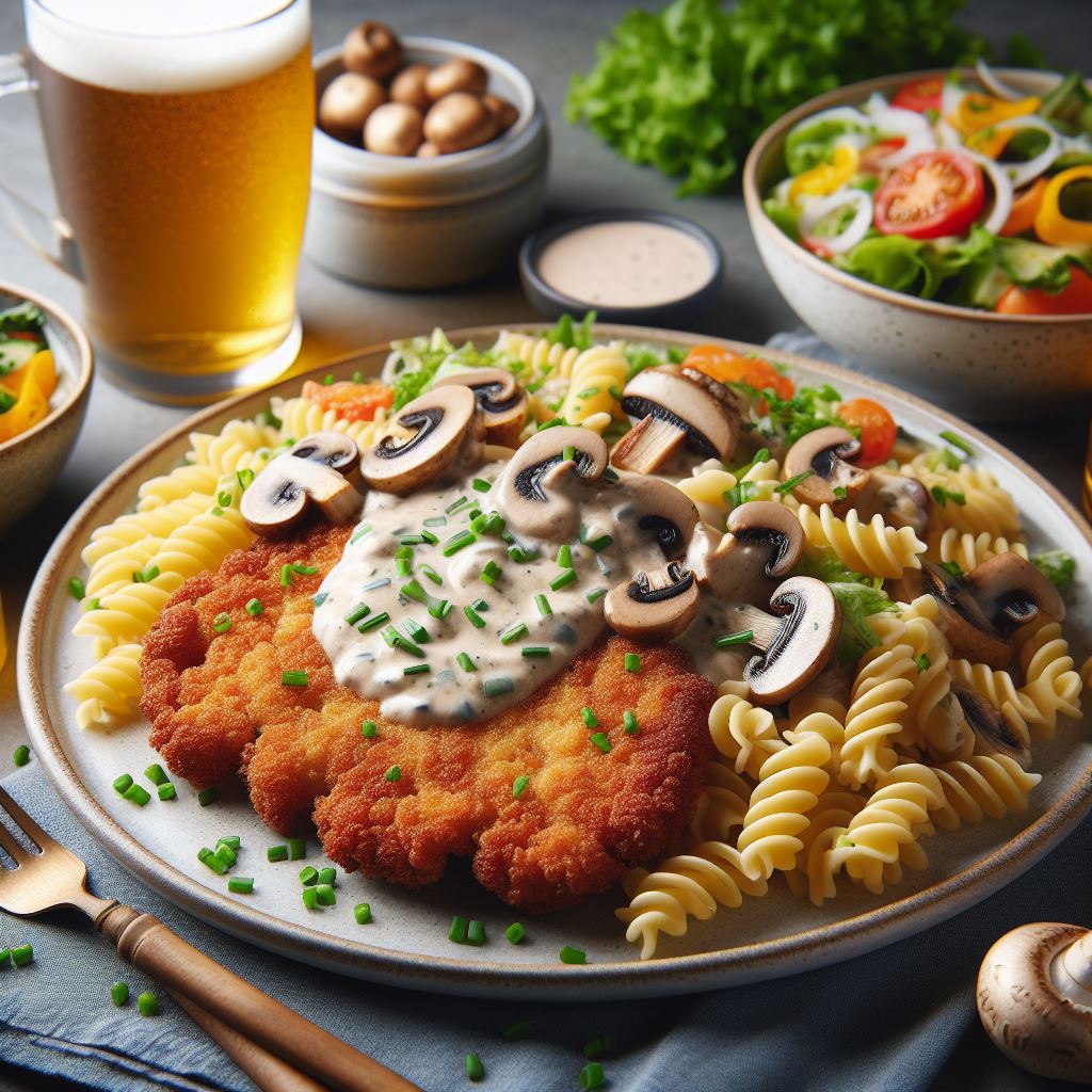 Milanesa con fusilli