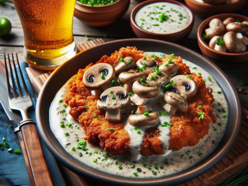 Jägerschnitzel - Milanesa a la cazadora con fusilli