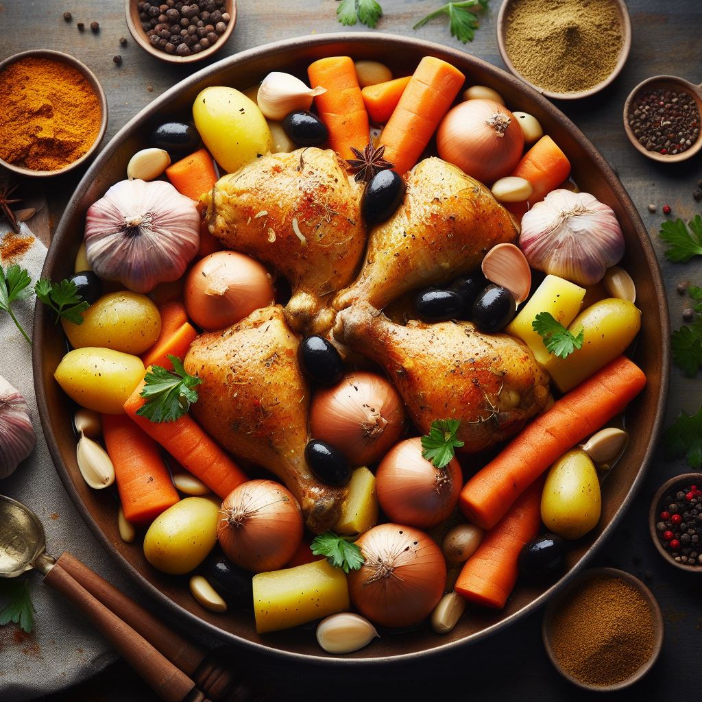 Tajine de pollo y verduras